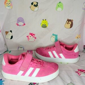 Adidas VL Court 3.0 Pink Suede Sneakers Girls - Size 13 Lil Girls